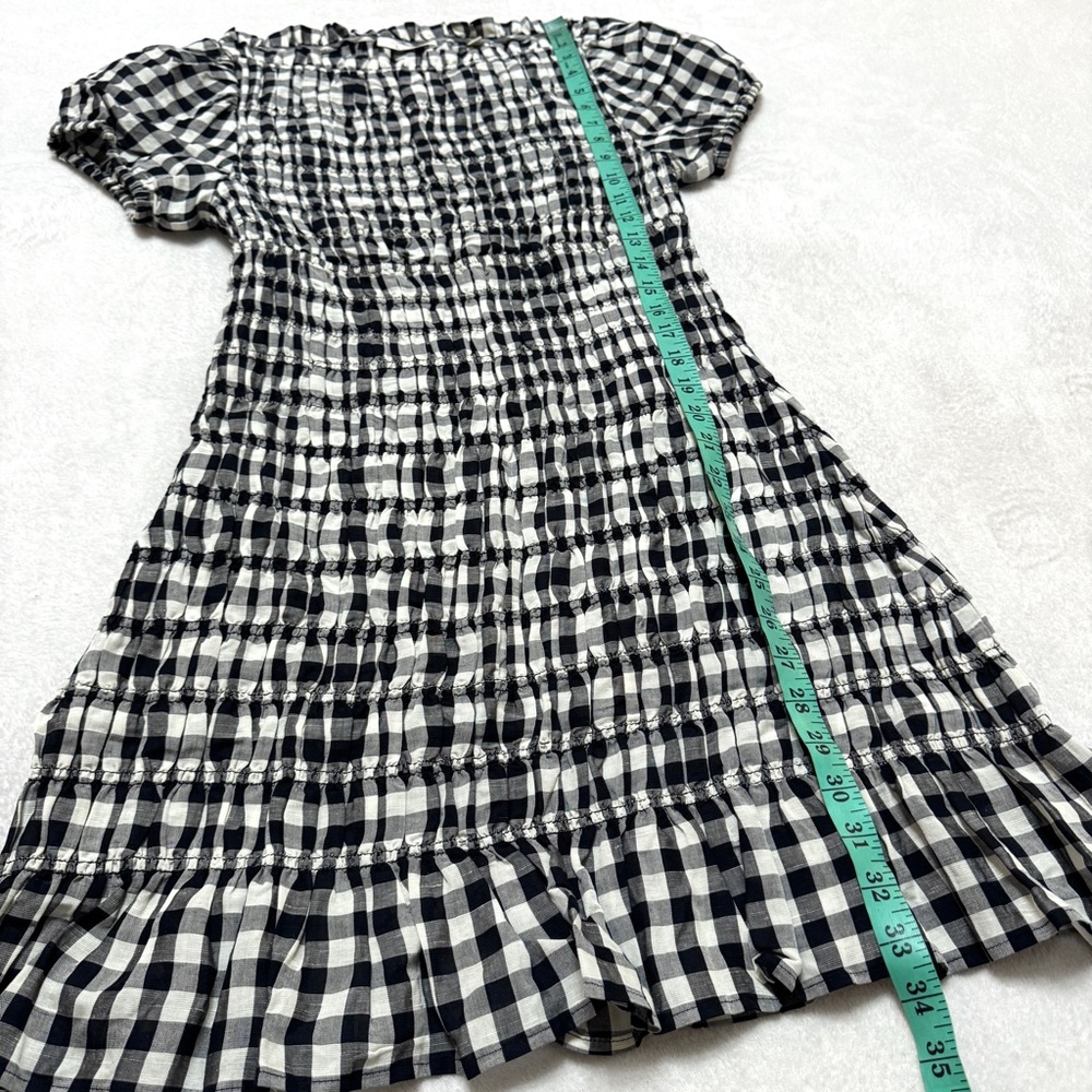 Doen sz M Rizzo Gingham dress smocked check gingham rayon linen  stretch - Picture 13 of 13